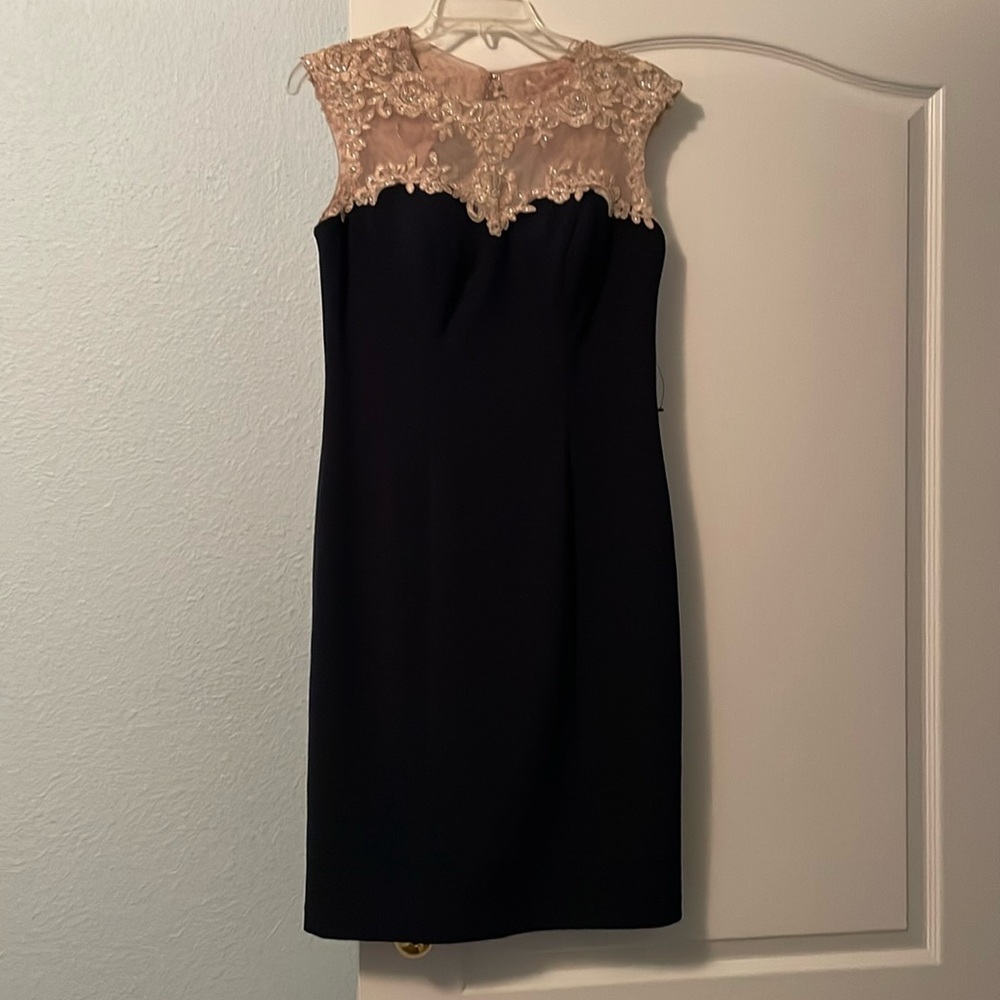 NWOT Alex Evenings (Nordstrom) - dress tan/navy dress - size 6 - orig $169